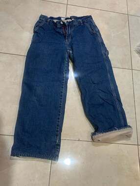 Vintage Gap Fleece Lined Carpenter Jeans Size 4 High Rise Wide Leg Denim